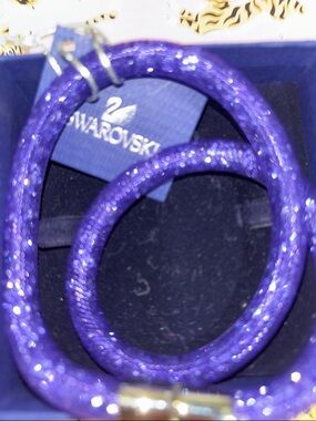 Swarovski Glitter Hoop Bracelet in Purple Sparkle